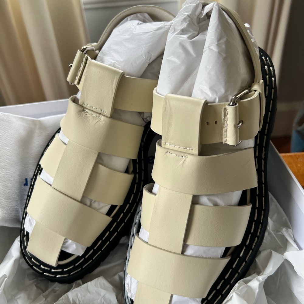 Proenza Schouler eggshell color lug-sole fisherman’s sandal 40/10 - Picture 2 of 2